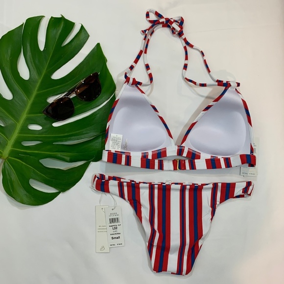 NWT B. Swim Stripe Pushup Bikini Top +Cheeky Bottom [ 2 Piece Set ] Cute‎ & Sexy - Picture 2 of 8